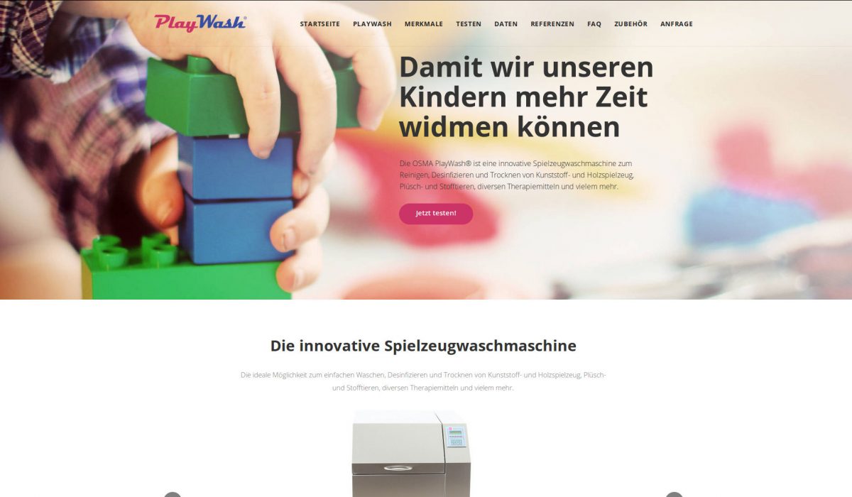 Produktseite der OSMA PlayWash online